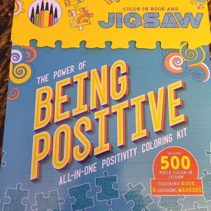 MindSpa The Power of Being Positive Coloring Book & Jigsaw Puzzle, NIB
